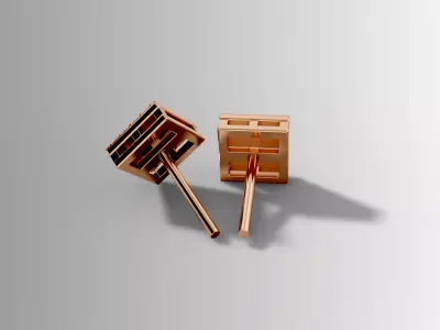 Square Pave Stud Earring  Jewelry CAD Model 3D print model purchase