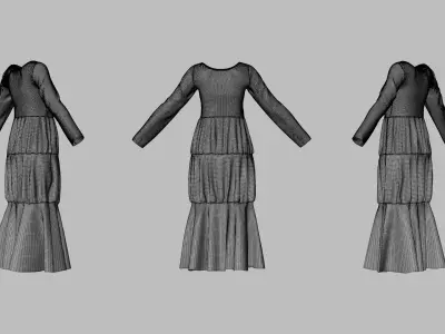 Dress 25 Very Light Blue With Design Low-poly 3D model