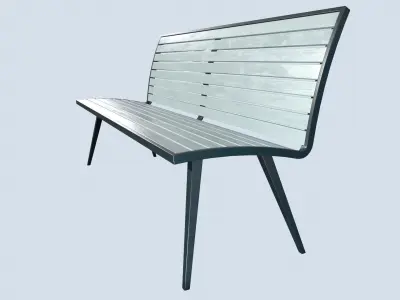 Street bench low poly pbr game ready Low-poly 3D model 3