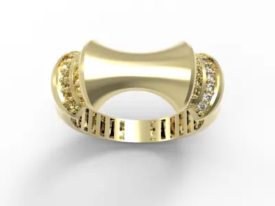 Luxury Diamond Accent Sculpted Gold Ring Hollow  trt04 3D print model