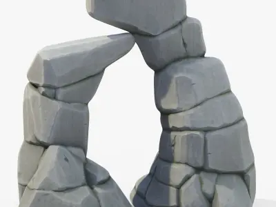 Stylized Rock Cliff Stone Gate Low-poly 3D model