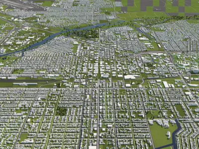 Bakersfield 50x50km City Map Model 3D model