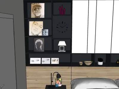 modern bedroom 3d model Low-poly 3D model