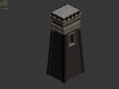 Game Dungeon - square stone pillar 01 3D model