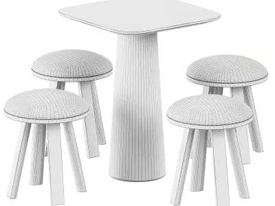 Table POV 460 S60 by Ton and Stool BuzziMilk by BuzziSpace 3D model