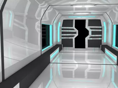 Sci Fi Corridor 3D model 8