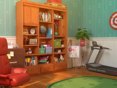 Cartoon Study Room 3D model