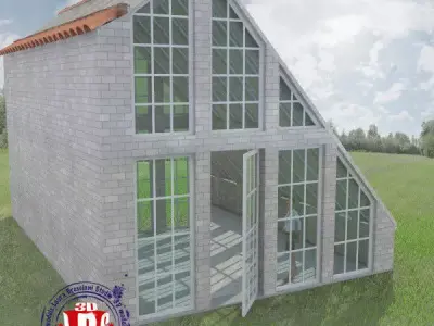 Greenhouse with windows and doors 3D model
