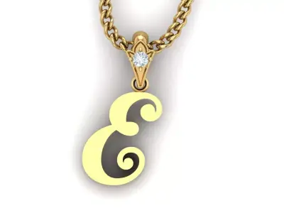Light Gold Fancy Font Pendant E 3D print model