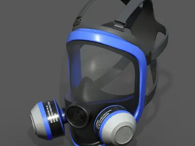 Gas mask helmet 3d model protection safety futuristic  Low-poly 3D model