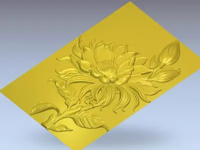 Modern Flower Bouquet Relief Wall Decor Set STL Mural CNC 386  3D model
