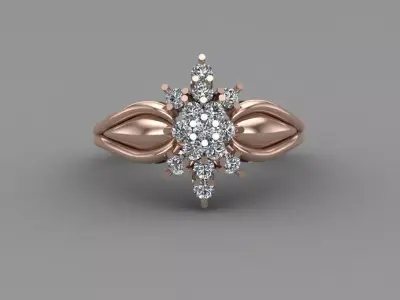 Rose Gold Women Diamond Ring 3D print model 3D print model 63