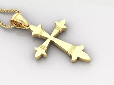 Light Gold 18K Cross Pendant 2CP087 3D print model