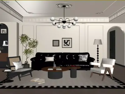 French Retro Style Living Room 3D model