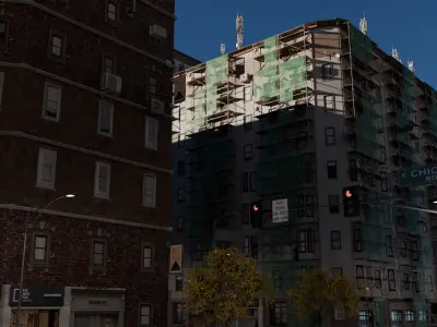 City street with realistic buildings and cityscape 3D model