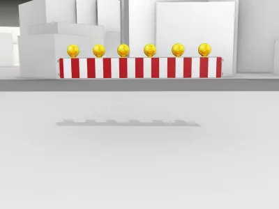 Construction Barrier 4 with warning lights 600-35 250x2000mm Low-poly 3D model