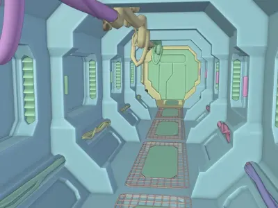 Modular 3D model Futuristic Sci Fi Corridor 3D model