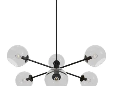 Staggered Glass 6-Light Chandelier Clear 3D model