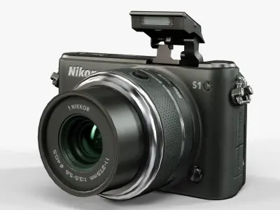 Nikon 1 S1 mirrorless digital camera Kit 11-27-5mm lens Low-poly 3D model