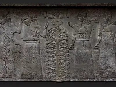 ancient temple midleast wall relief scan FREE Free low-poly 3D model