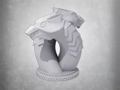 Witcher Silver Sword Double Wolf Head Pommel 3D print model