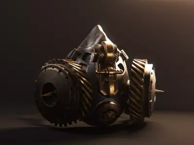 SCI-FI Steampunk Gear Mask Helmet 3D model