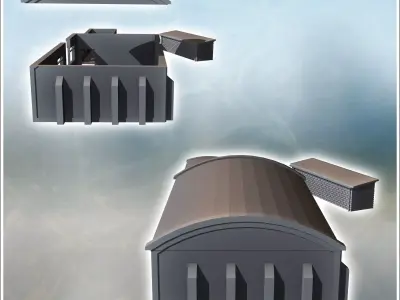 Set of two modern brick buildings with curved roofs 18 - Modern  3D print model