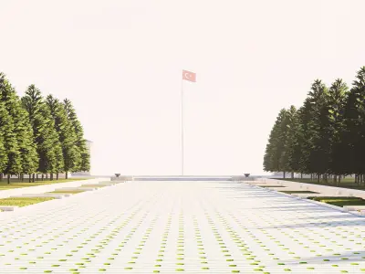 Anitkabir Detailed Low Poly Model and 2 Floor Plan dwg Low-poly 3D model