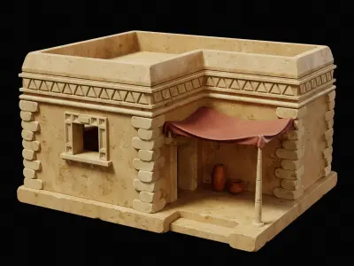 EGYPTIAN ARAB DESERT HOUSE HUT CLAY COTTAGE SHELTER COLLECTION Low-poly 3D model