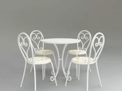White Furniture Set 3D model