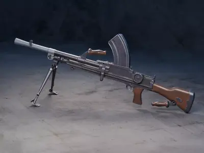 BREN MkI Light Machinegun  - Game and VFX-Ready Low-poly 3D model