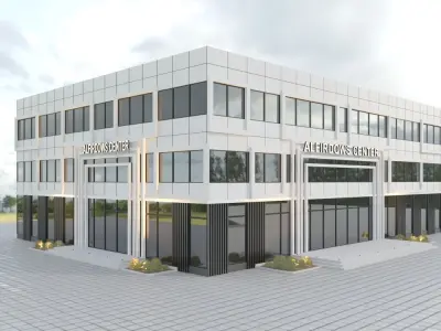 Modern school Building Exterior scene 3D model