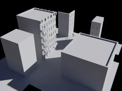 New York City Buildings Manhattan Street - Unfinished Project Low-poly 3D model