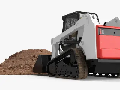  Skid Steer Loader with Operator and Earth Load Rigged for Maya 