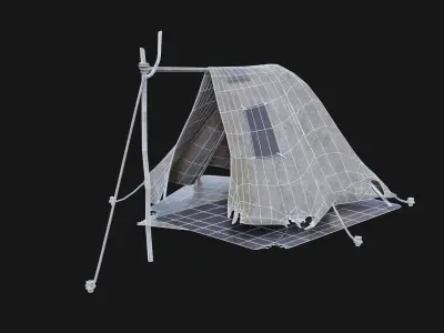 POST APO IMPROVISED TENT SHELTER CAMP BUSH SURVIVAL COLLECTION Low-poly 3D model