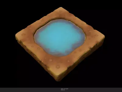 Stylized Water Puddle Tile Game Ready - AI Low-poly 3D model