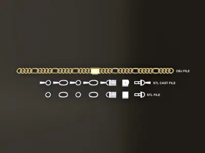 Figaro Cuban Chain Link Rounded Frame 10mm Width  3D print model