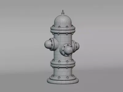 Fire Hydrant Low-poly 3D model 13