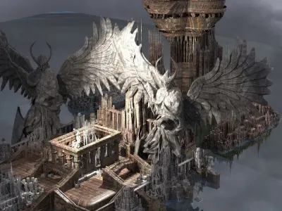 Angelic council statue city 3 3D model