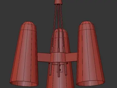 MONTFAUCON 3 three light chandelier with brass and shades 3D model