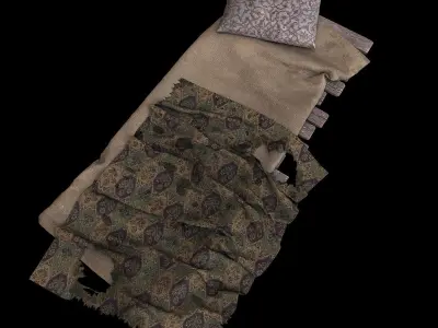 old sunbed on woods 3D model