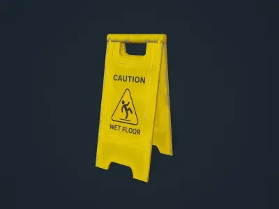 Wet Floor Sign Low-poly 3D model