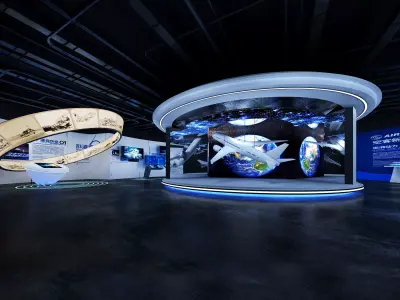 Futuristic Exhibition Interior Sci Fi Hall Low-poly 3D model get