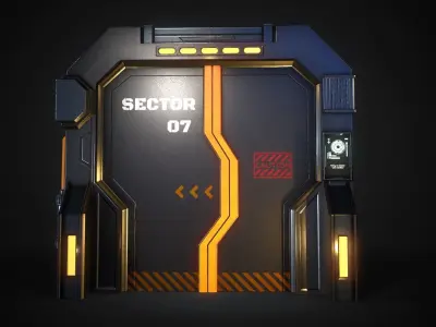 Sci-Fi Door  Low-poly 3D model