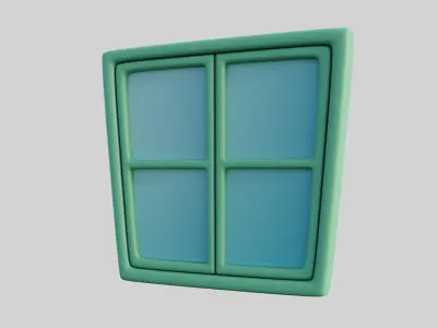 Cartoon Window 3b Low-poly 3D model
