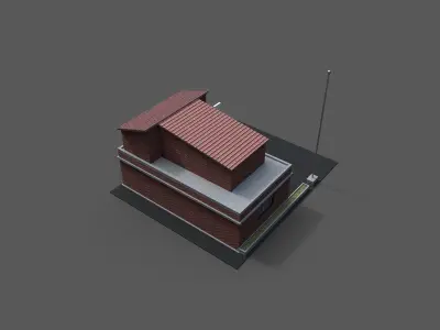 Cartoon Firestation  Low-poly 3D model
