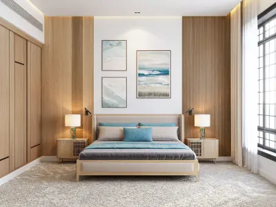 Modern Coastal Studio Apartment Interior - Full Scene Low-poly 3D model