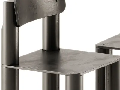 COMMUNE Medium Table and SILO Chair by Found 3D model