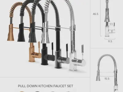 Pull-Down Kitchen Faucet Collection 3D Model Pack