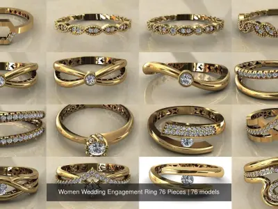 Women Wedding Engagement Ring 76 Pieces 3D Model Pack